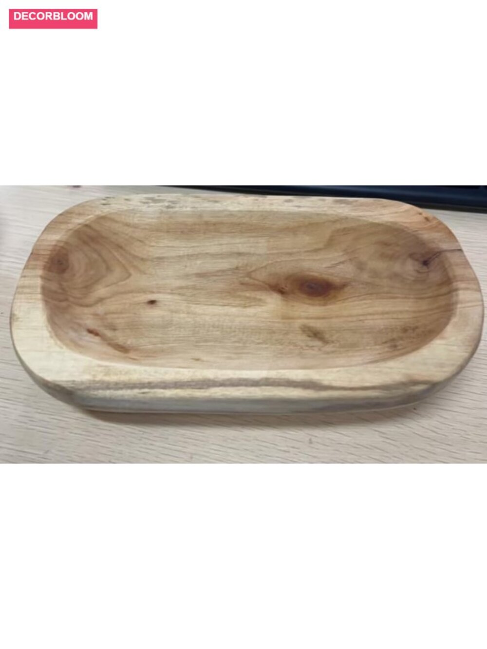 2pc Handmade Carved Wooden Dough Bowls Rustic Kitchen Decor Fruit Bowls